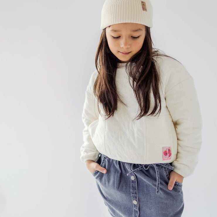 Jupe évasée bleu moyen en denim lyocell, enfant