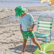 Look du chapeau de soleil réversible vert à rayures, enfant 