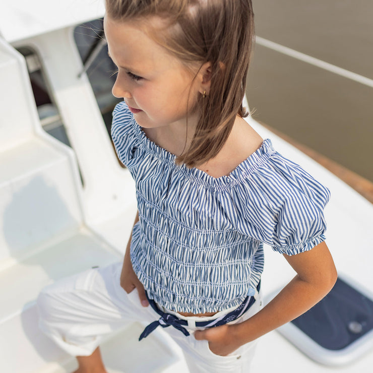 Blouse à rayures et nid d'abeille, enfant