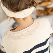 Chandail de maille manches longues crème et marine, bébé || Cream and navy long sleeves knit sweater, baby