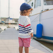 Chandail de tricot crème à rayures, bébé