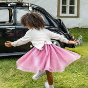 Look de la robe rose en nid d'abeille et tulle, enfant
