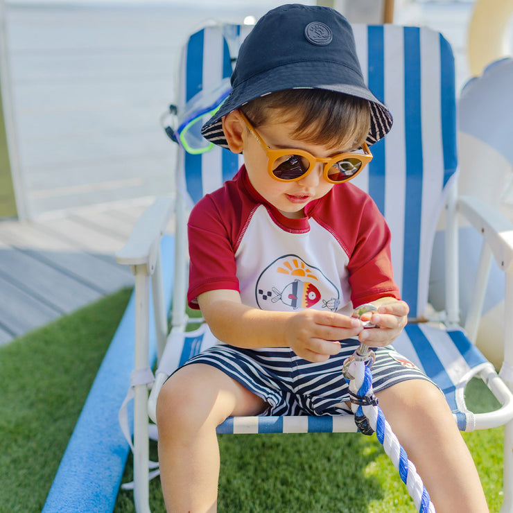 Chapeau de soleil bleu marine réversible, bébé