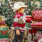 Chandail rouge en tricot à motifs festifs, bébé