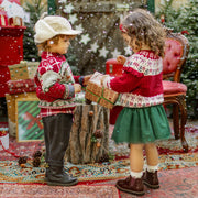 Chandail rouge en tricot à motifs festifs, bébé