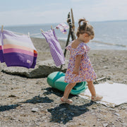 Robe évasée à manches courtes mauve fleurie en viscose, bébé
