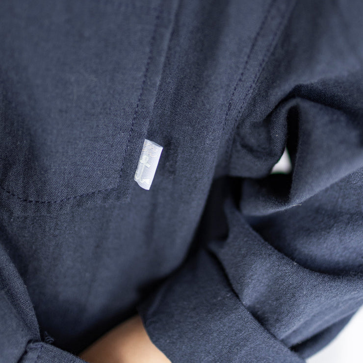Surchemise marine en mélange lin et coton, enfant || Navy overshirt in linen and cotton blend, child