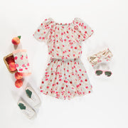 Camisole coupe régulière crème à motif en viscose, enfant || Regular fit cream tank top with print in viscose, child