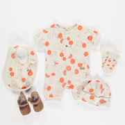 Pyjama crème avec motif d’oranges en coton biologique, naissance || Cream pajama with orange print in organic cotton, newborn