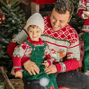 Chandail rouge en tricot à motifs festifs, adulte