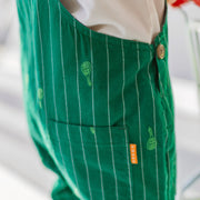Salopette verte à rayures et motifs, bébé