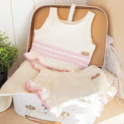 Camisole de tricot crème à rayures rose pâle, naissance