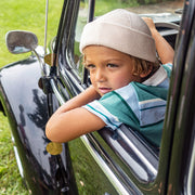 T-shirt turquoise, bleu et blanc à rayures, enfant