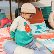 Chandail crème et turquoise avec flamant, bébé