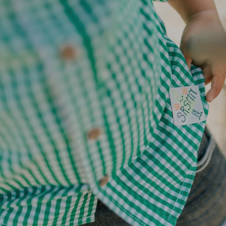 Chemise à manches longues verte à carreaux en popeline, bébé