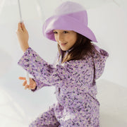 Manteau imperméable mauve à motifs de fleurs, enfant