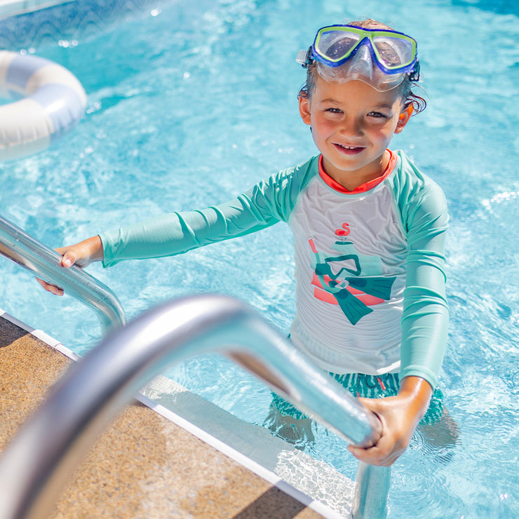 T-shirt de bain crème à manches longues, enfant