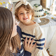 Chandail de maille manches longues crème et marine, bébé || Cream and navy long sleeves knit sweater, baby