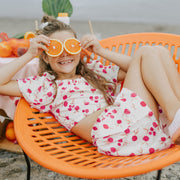 Camisole coupe régulière crème à motif en viscose, enfant || Regular fit cream tank top with print in viscose, child