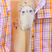 T-shirt à manches courtes de coupe ajustée pêche avec illustration, enfant || Peach short sleeves slim fit T-shirt with print, child