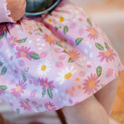 Jupe courte ample lilas fleurie en viscose, enfant || Loose fit floral lilac short skirt in viscose, child