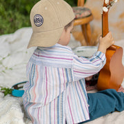Chemise à manches longues et à rayures en lin et coton, bébé ||Shirt with long sleeves in linen and cotton, baby