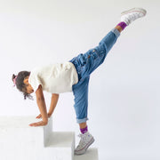 Pantalon coupe ample en denim extensible, bleu pâle, enfant || Wide fit stretch denim pants, light blue, child