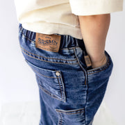 Pantalon de coupe décontractée en denim foncé léger, bébé