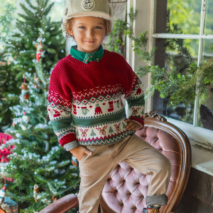 Chandail en tricot à motifs des fêtes, enfant || Knit sweater with holiday all over print, child