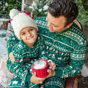 Pyjama une pièce vert à motifs des fêtes en polyester brossé, enfant
