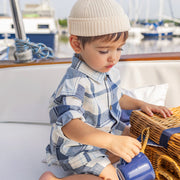 Chemise bleue et crème à carreaux, bébé