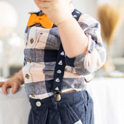 Bretelles extensibles marines avec voiliers, enfant || Navy stretch suspenders with sailboat print, child