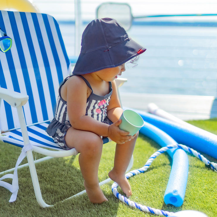 Chapeau de soleil bleu marine réversible, bébé