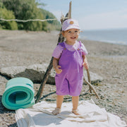 T-shirt à manches courtes mauve en jersey, bébé || Purple short sleeves t-shirt, in jersey, baby