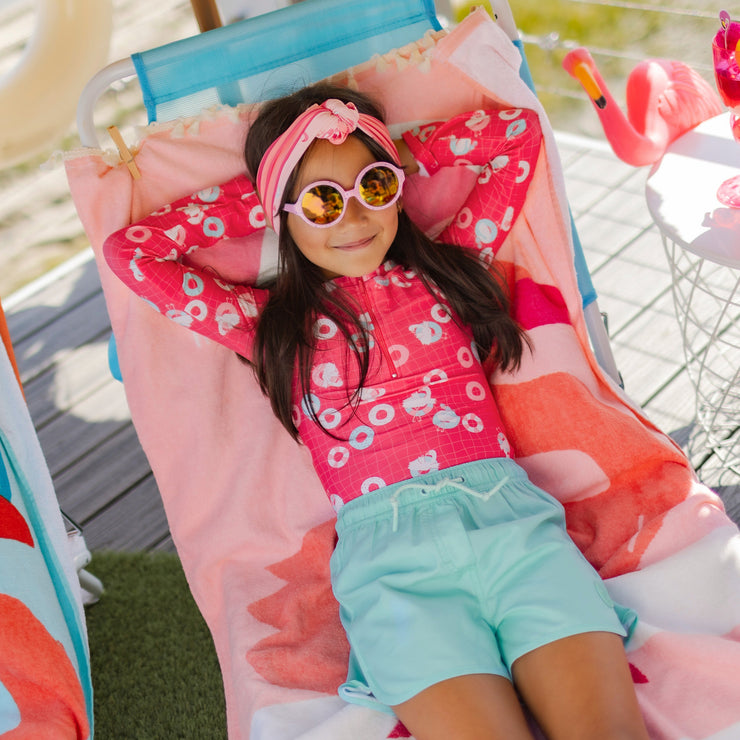 Short de bain turquoise en microfibre au look sportif, enfant