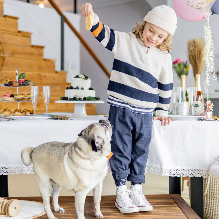 Tuque de maille crème, enfant || Cream knitted toque, child