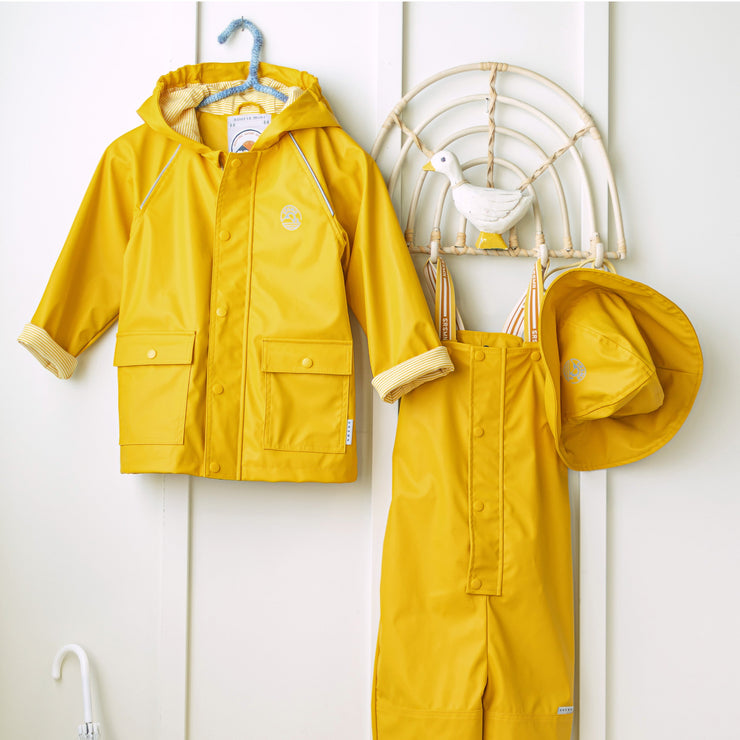 Salopette de pluie jaune en polyuréthane, enfant || Yellow polyurethane rain overalls, child