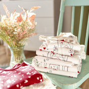 Cache-couche rouge à motif de petits cœurs crème en jersey, bébé || Red bodysuit with little cream hearts print in jersey, baby