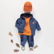 Veste à capuchon bleue avec blocs de couleur en coton français, bébé