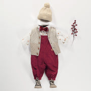 Salopette rouge de coupe ample en velours côtelé, bébé