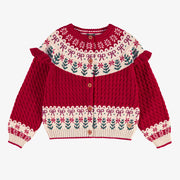 Cardigan rouge en tricot avec motifs jacquard, enfant - Souris Mini