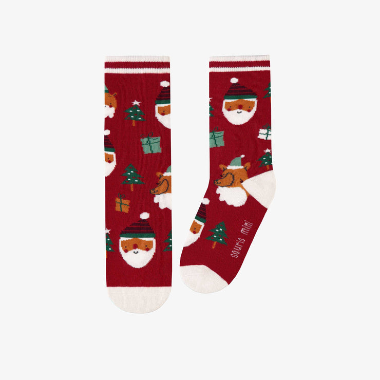 Chaussettes rouge à motifs festifs, enfant - Souris Mini