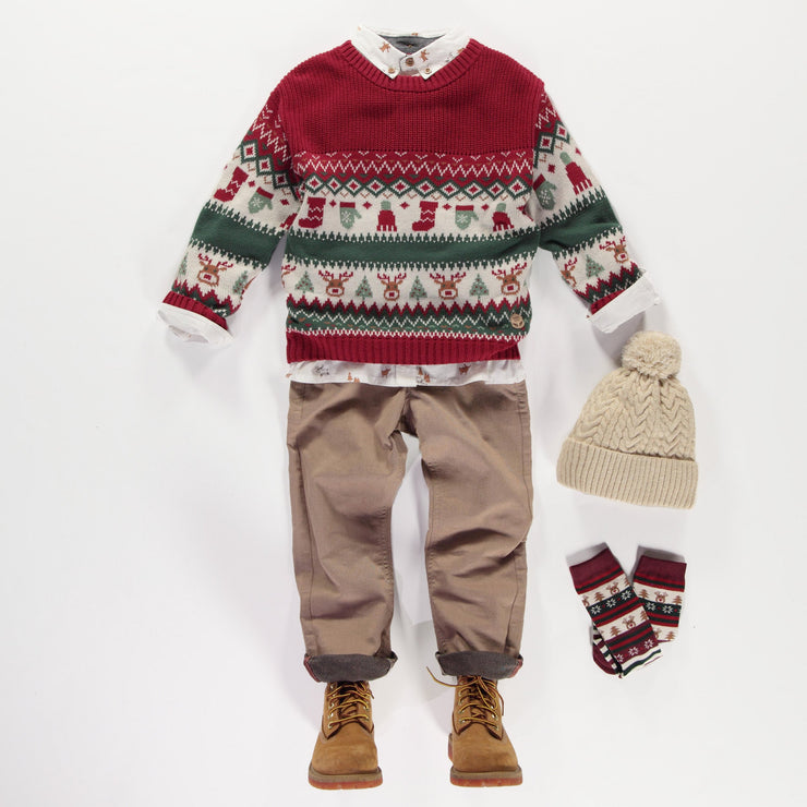 Chandail en tricot à motifs des fêtes, enfant || Knit sweater with holiday all over print, child
