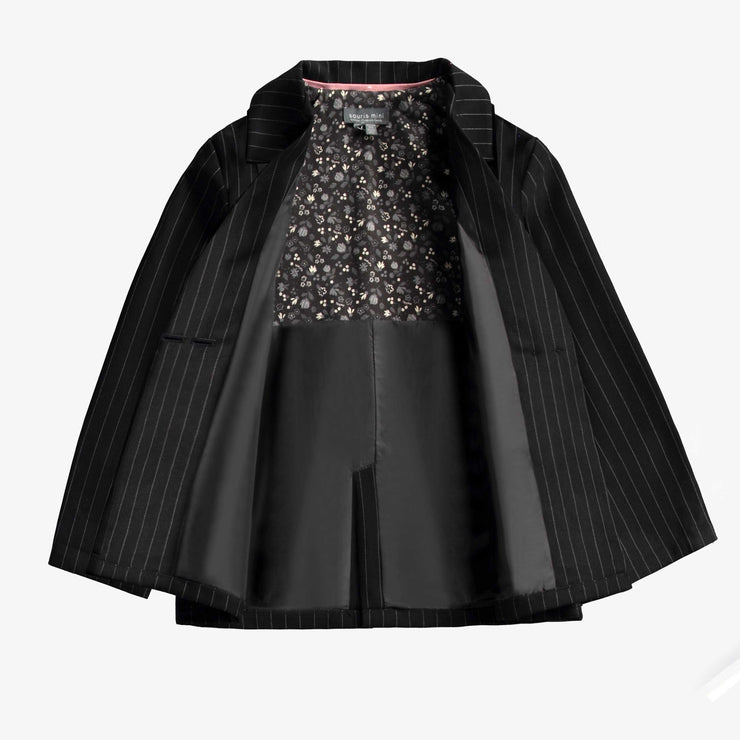 Veston noir et blanc à rayures en gabardine, unisexe, enfant
