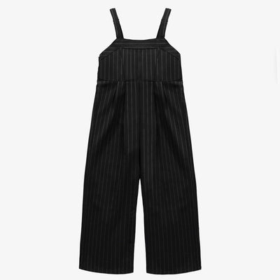 Une-pièce noir et blanc à rayures en gabardine de coton, enfant || Black and white striped short skirt in cotton gabardine, child