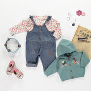 T-shirt crème fleuri avec volants en jersey, bébé || Cream floral t-shirt with ruffles in jersey, baby