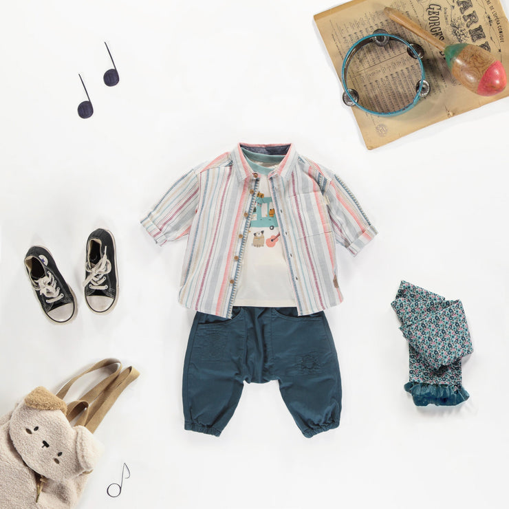 T-shirt à manches courtes crème avec illustration en jersey, bébé || Cream short sleeves t-shirt with print in jersey, baby