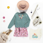 Jupe courte ample lilas fleurie en viscose, enfant || Loose fit floral lilac short skirt in viscose, child