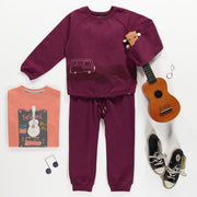 Chandail bourgogne en coton français, enfant || Burgundy sweater in french terry, child