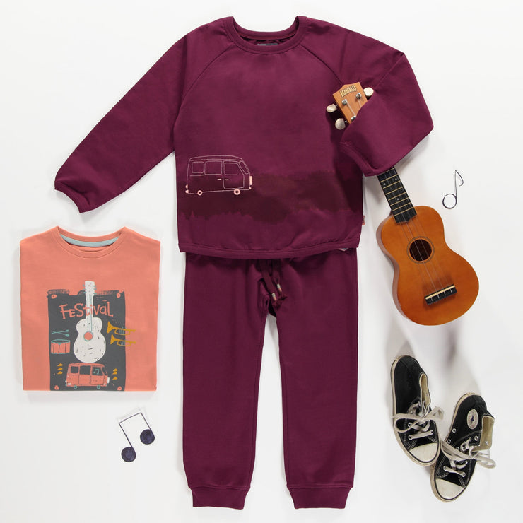 Chandail bourgogne en coton français, enfant || Burgundy sweater in french terry, child